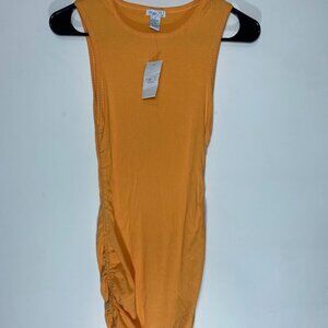 Rue21 Orange Ribbed Rouched Tie Dress